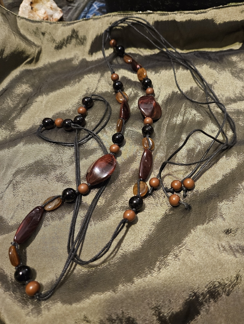Vintage Boho Beaded Belt M/L Brown Black